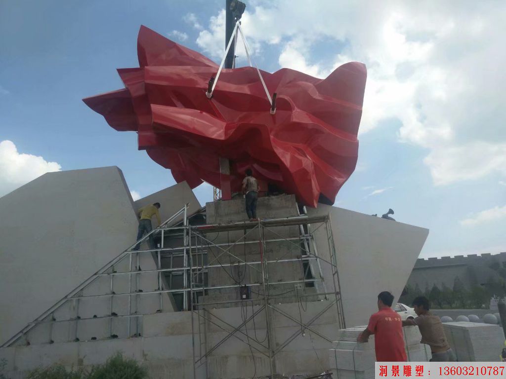 不忘初心，牢記使命紅旗雕塑，立體雕塑5
