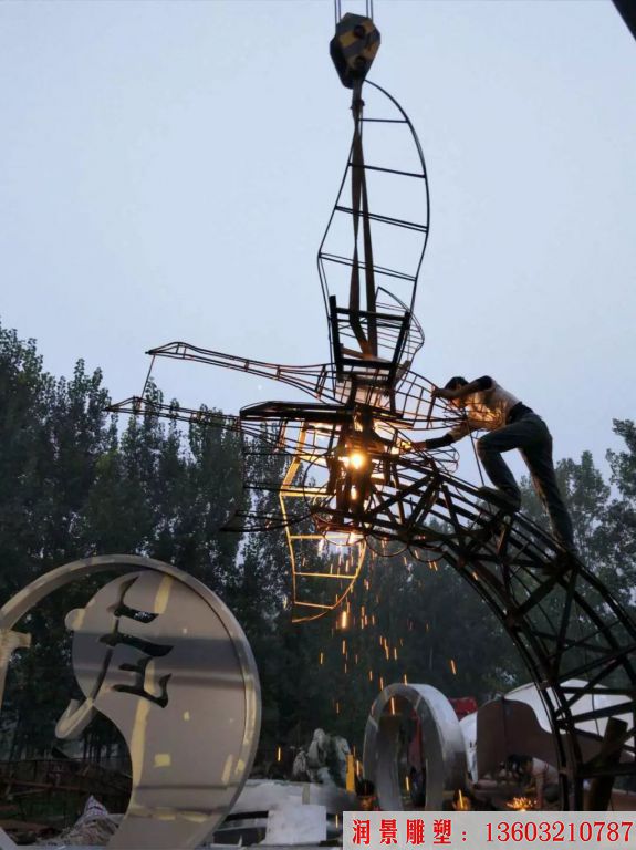 不銹鋼大雁雕塑，飛禽雕塑2